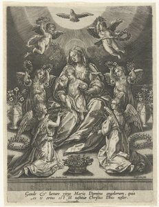 Madonna og barn omgitt av engler av Samuel van Hoogstraten