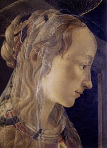 Altertavle av Saint-Ambroise (Saint Ambroise) eller Retable des Convers. Detalj av Saint Catherine of Alexandria. Maleri av Alessandro di Mariano dei Filipepi kjent som Sandro Botticelli (1445-1510). tempera på lerret av Sandro Botticelli