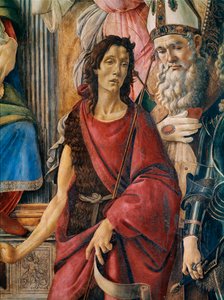Pala di San Barnaba (altertavle av St. Barnaba): Vår Frue har et barn med den hellige Katarina av Alexandria, den hellige Augustin, den hellige Barnaba og den hellige døperen Johannes, den hellige Ignatius av Antiokia og erkeengelen den hellige Mikael. Det av Sandro Botticelli