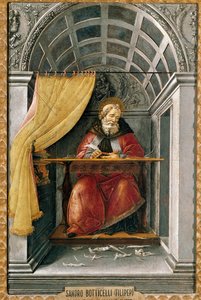 Saint Augustine in his cell Maleri av Alessandro di Mariano dei Filipepi dit Sandro Botticelli (1445-1510). Tempera på lerret av Sandro Botticelli
