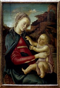 Jomfruen og barnet kalt Madonna of the Guidi of Faenza Maleri av Alessandro di Mariano dei Filipepi dit Sandro Botticelli (1445-1510) 1400-talls sol. 0,73x0,49 m Paris, Musée du Louvre av Sandro Botticelli