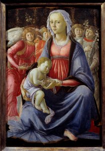 Jomfru og barn omgitt av fem engler Maleri av Alessandro di Mariano dei Filipepi dit Sandro Botticelli (1445-1510) 1400-tallet Søn. 0,58x0,4 m av Sandro Botticelli