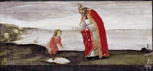 Visjon av St Augustine, detalj av St Barnaba altertavle (tempera på tre av Sandro Botticelli
