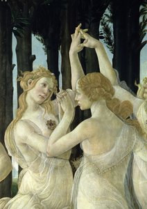 Detalj av to av de tre nådene, fra Primavera tempera på paneldetalj av 558 av Sandro Botticelli