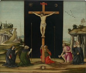 Korsfestelsen med de hellige, ca. 1490. av Sandro Botticelli
