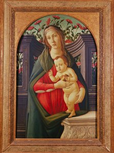 Madonnaen og barnet i en nisje dekorert med roser av Sandro Botticelli