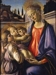 Jomfruen og barnet med to engler, ca 1470. av Sandro Botticelli