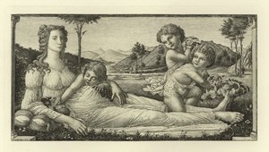 Venus tilbakelent med Amor av Sandro Botticelli