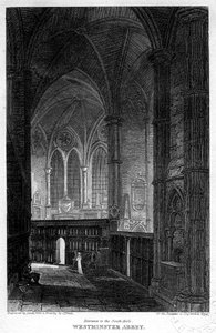 Inngang til sørgangen, Westminster Abbey, London, 1816.