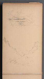 Skissebok, side 15: Landskap, Berlinfallene, 1859. av Sanford Robinson Gifford