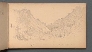 Skissebok, side 18: Dixville Notch, 4. september, 89. 1859. av Sanford Robinson Gifford