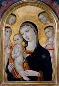 Madonna og barn med engler, ca. 1480 av Sano di also Ansano di Pietro di Mencio (workshop of) Pietro
