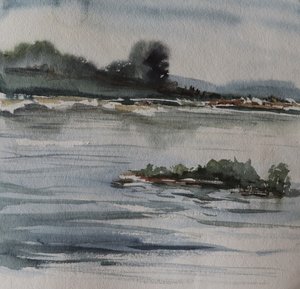 Landskap ved Misty River av Santhosh ch