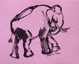 Penselstrøk av en rosa elefant av Santhosh ch