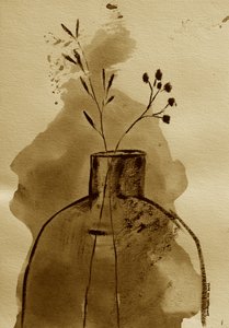 Sepia botanisk vase av Santhosh ch