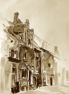 Vintage bybygning i sepia av Santhosh ch