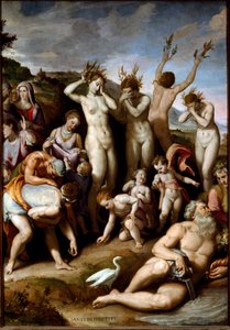 The Heliades were changed to poplar and Cycnos was transformed into a swan (Painting   1399213   no       norwegian Successfully Translated  Original: Landscape with Man Crossing Bridge. Translat: Landscape with Man Crossing Bridge. 1177112 no norwegian Su