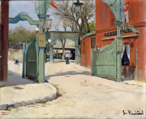 Inngang til parken Moulin de la Galette - Maleri av Santiago Rusinol (1861-1931) - 1891 - Olje på lerret - 33,5x41 - Museu Nacional d