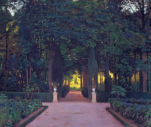 Hager ved Aranjuez, av Rusinol, Santiago (1861-1931). Olje på lerret, ca 1899. Mål: 117x139 cm. Ablo samling