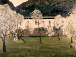Landskap med blomster i trær. Maleri av Santiago Rusinol y (i) Prats (1861-1931). Olje på lerret Barcelona. Nasjonalmuseet for kunst i Catalonia. av Santiago Rusinol i Prats