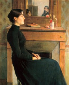 Portrett av en kvinne, maleri av Santiago Rusinol y Prats