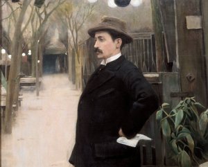 "Portrett av maleren Miguel Utrillo (1862-1934) under oppholdet i Paris" Detalj. Maleri av Santiago Rusinol y (i) Prats (1861-1931) 1891.