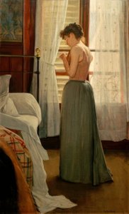 Interiør med kone av Santiago Rusiñol