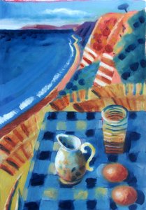 Øl (akryl om bord) av Sara Hayward