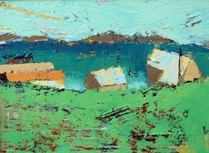 Farmstead Iona (akryl på lerret) av Sara Hayward