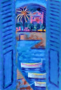 Pink House (akryl om bord)