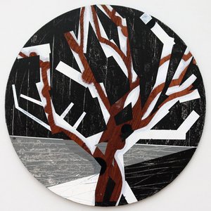 Twixt Heaven & Earth IV-B (akryl på sirkulært bord) av Sara Hayward