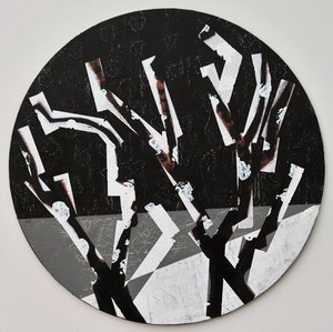 Twixt Heaven & Earth XI-B (akryl på sirkulært bord) av Sara Hayward
