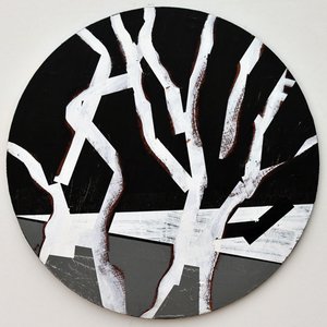 Twixt Heaven & Earth XIV-B (akryl på sirkulært bord) av Sara Hayward