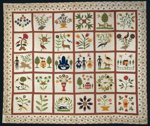 Sengeteppe kjent som Album Quilt av Sarah Ann Wilson
