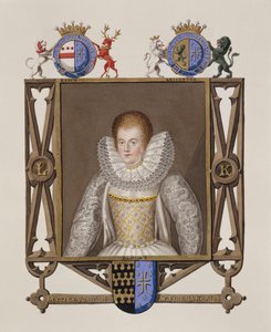 Portrett av Lettice Knollys (ca. 1541-1634) Datter av Sir Francis Knollys fra Memoirs of the Court of Queen Elizabeth, utgitt i 1825 (wc og gouache på papir)