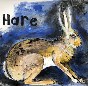 Hare, 2021, (blekk på papir) av Sarah Thompson Engels