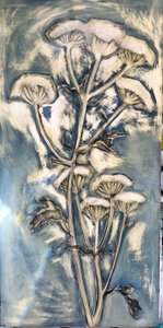 Hogweed (akryl om bord) 2020 av Sarah Thompson Engels