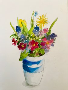Vårblomster, 2020, (akvarell) av Sarah Thompson Engels