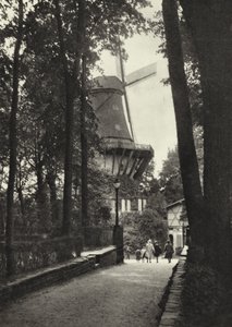 Potsdam, historisk vindmølle i Sanssouci; Historisk vindmølle i Sanssouci (s/hvitt bilde)