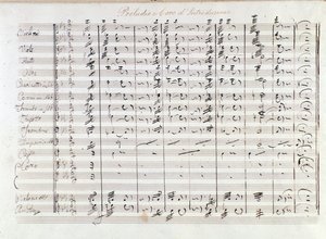 Første side av opptakten til operaen Il bravo av Mercadante (1842) av Saverio Mercadante