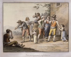 Neopolitaner som gestikulerer til en døvstum person; Napolitanske oratoriske gester, 1815
