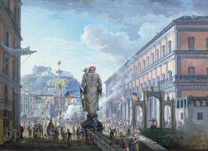 Palazzo Reale, i øyeblikket da frihetens tre ble hugget ned og troppene i massevis ble regissert av engelskmennene i 1799, 1800