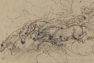Fire hester i galopp: (?) en mytologisk studie, muligens for Phaeton's Chariot av Sawrey Gilpin