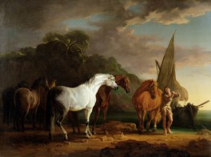 Gulliver tar sin endelige permisjon fra Houyhnhnms-landet, ca. 1769