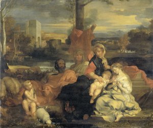 Det mystiske ekteskapet til St Catherine av Sébastien Bourdon (follower of)