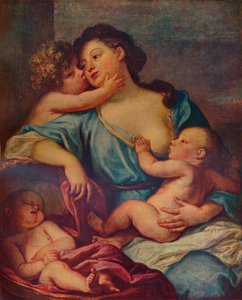 Portrait of a Lady and Three Children, 1600-tallet, 1907 av Sébastien Bourdon