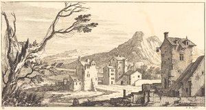 Landskap med hus