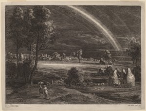 Landskap med en stor regnbue