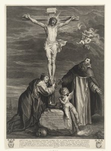 Kristus på korset med de hellige Katarina av Siena og Dominikus under korset