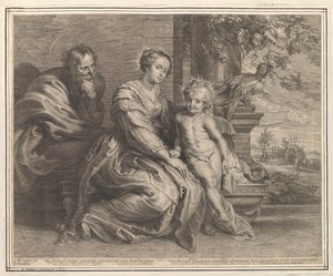 Hellig familie med papegøye av Schelte Adamsz. Bolswert